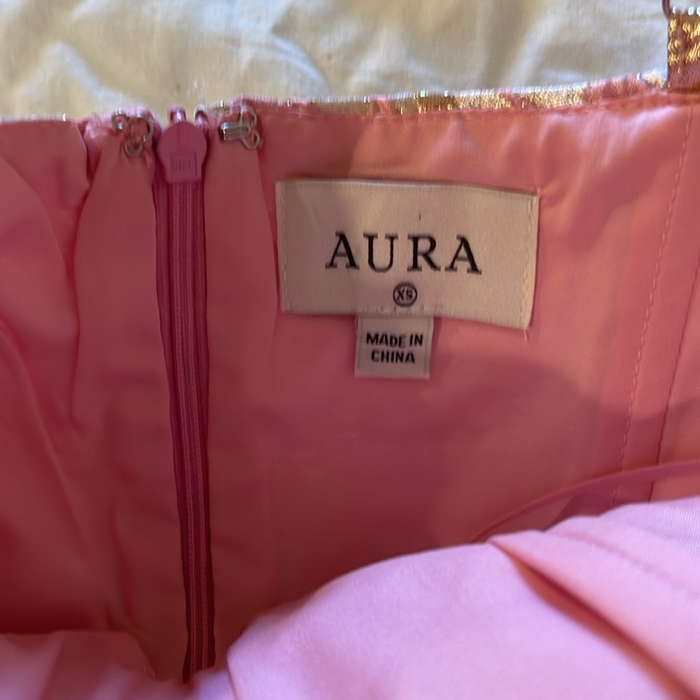 Pink and Gold Bow dress from Red Dress XS - Picture 5 of 6